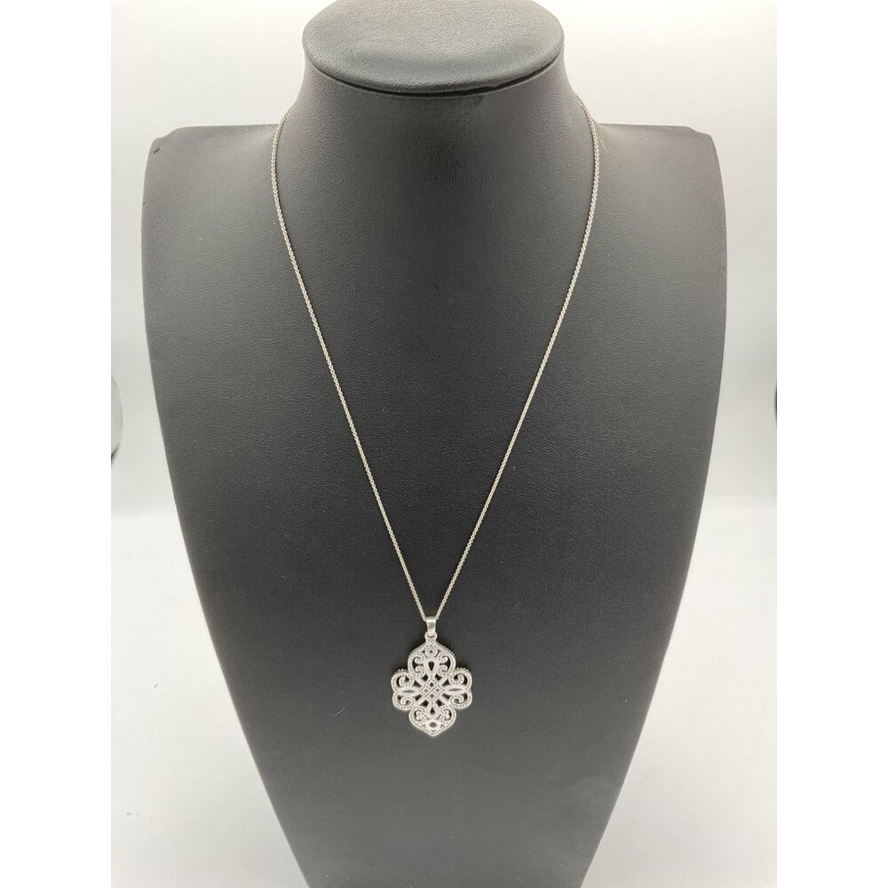 Stella & Dot Silver Celtic Knot Necklace With Intricate Pendant